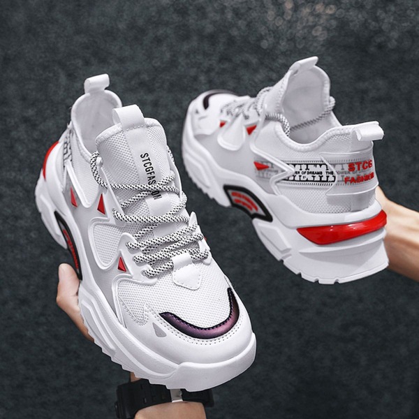 

Men Lace Up Decor Letter Graphic Sneakers, White