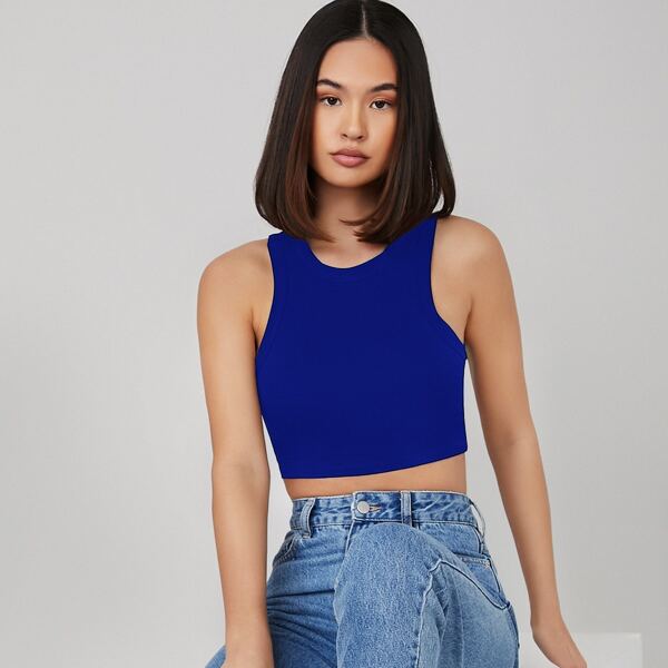 

Solid Crop Tank Top, Royal blue