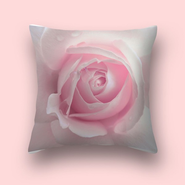 

Rose Print Cushion Cover Without Filler, Pink