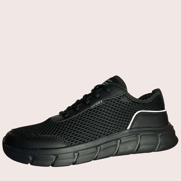 

Men Lace-up Front Mesh Running Shoes, Black