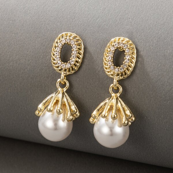 

Faux Pearl Drop Earrings, White