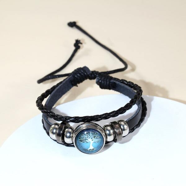 

Men PU Leather Bracelet, Black