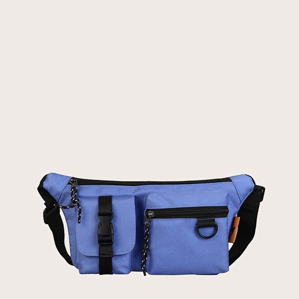 

Dual Pocket Front Fanny Pack, Blue