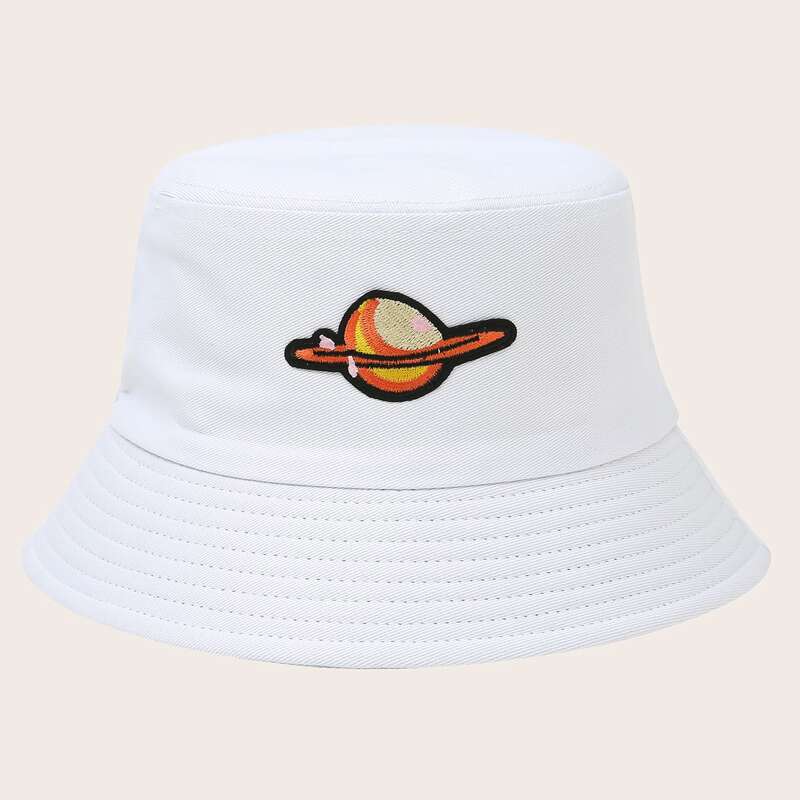 

Planet Embroidery Bucket Hat, White