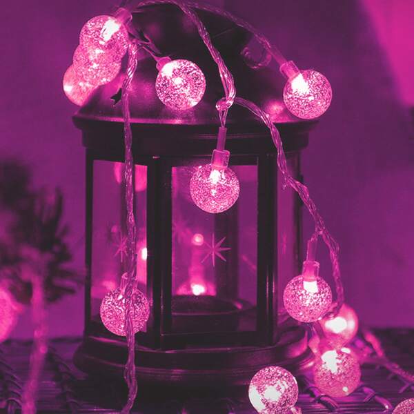 

1pc String Light With 20pcs Bulb, Pink