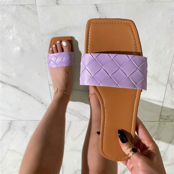 

Minimalist Braided Slide Sandals, Lilac purple