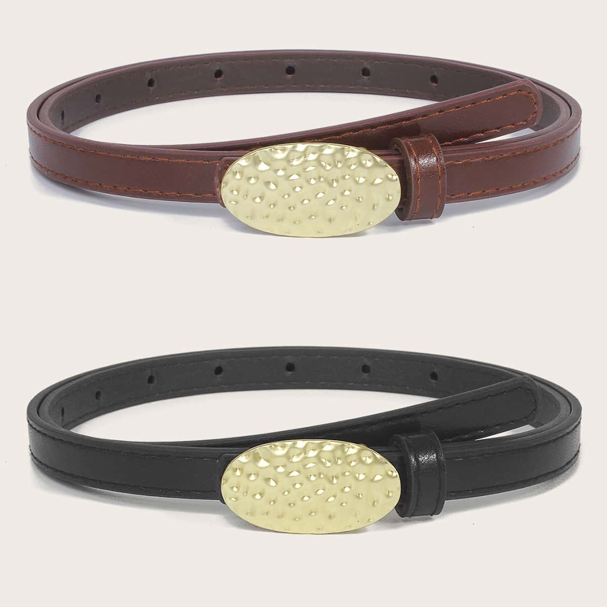 

2pcs Metal Buckle Belt, Multicolor