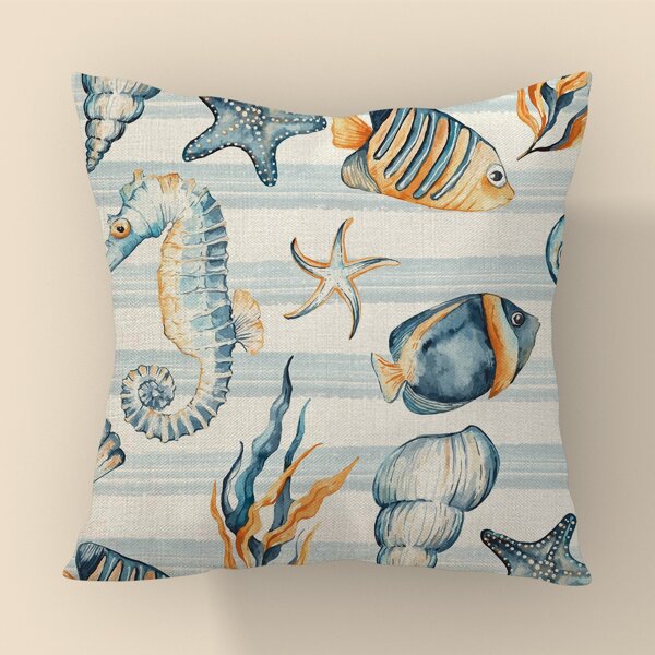 

Чехол для подушки с принтом морской жизни без наполнителя, Многоцветный