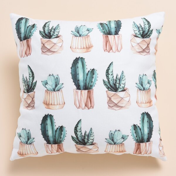 

Cactus Print Cushion Cover Without Filler, White