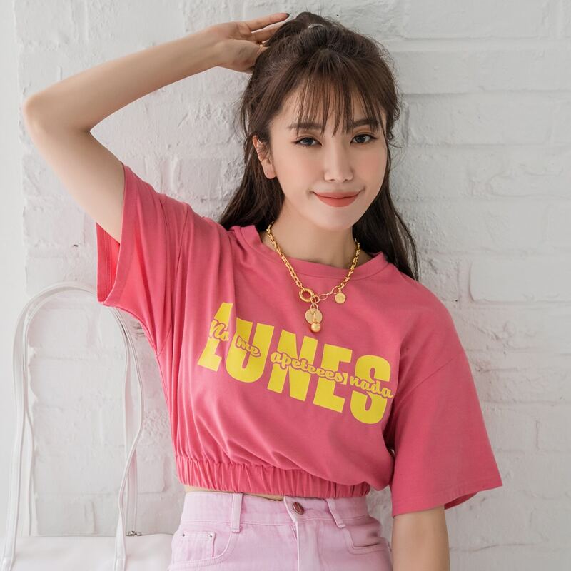 

Letter Graphic Crop Tee, Watermelon pink