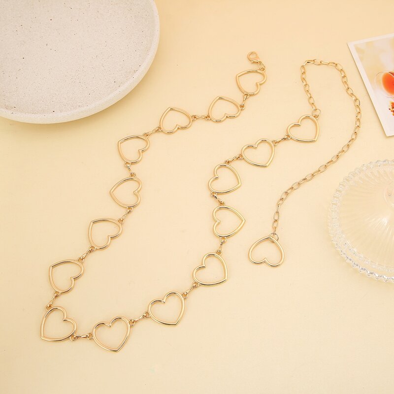 Heart Linked Chain Belt, Gold