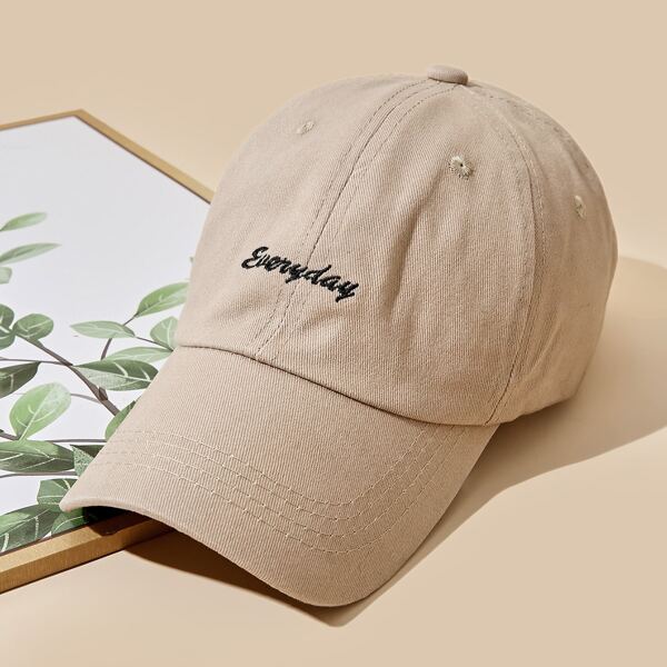 

Letter Embroidered Baseball Cap, Khaki