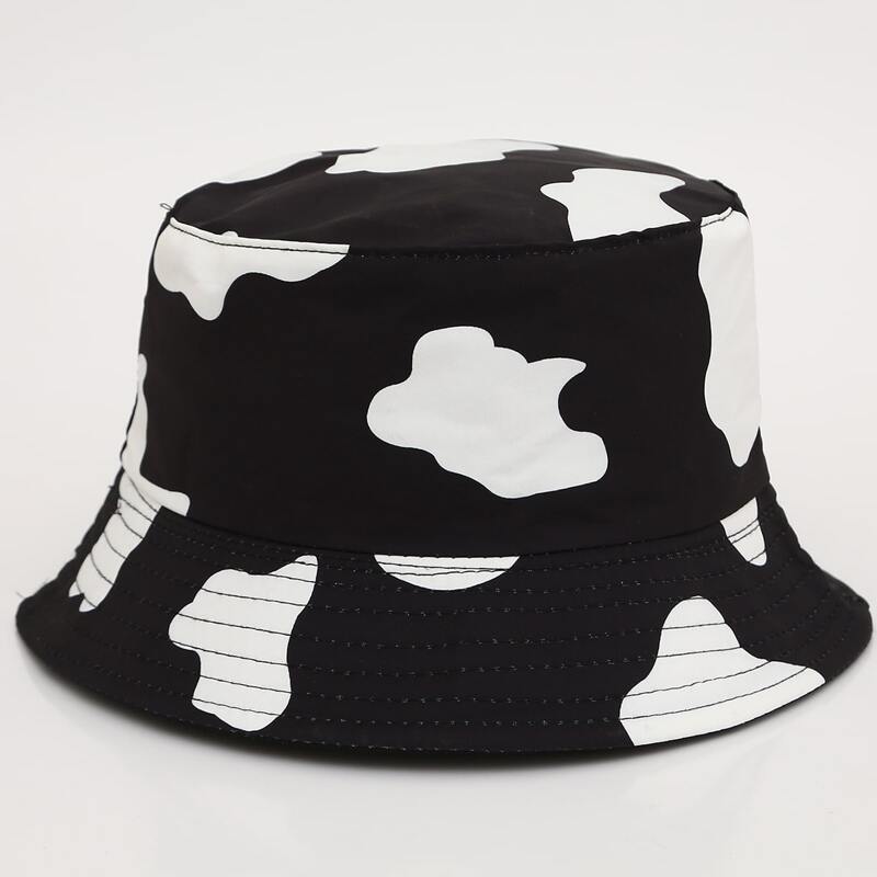 

Cow Print Bucket Hat, Black and white