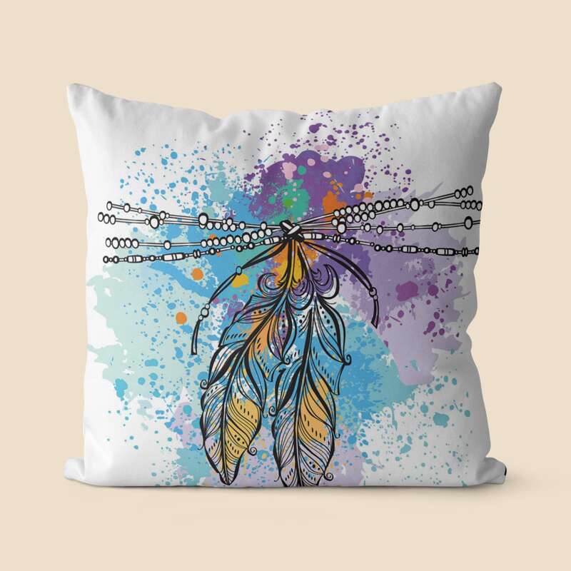 

Feather Print Cushion Cover Without Filler, Multicolor