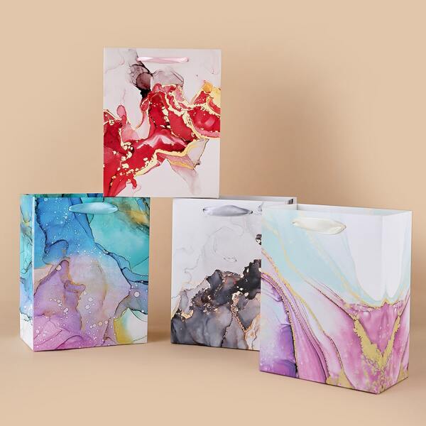 

4pcs Marble Pattern Gift Bag, Multicolor