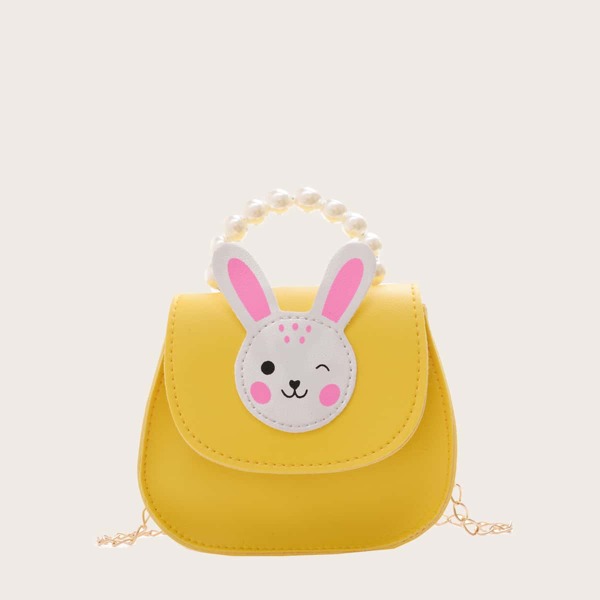 

Girls Faux Pearl Beaded Cartoon Decor Satchel Bag, Yellow