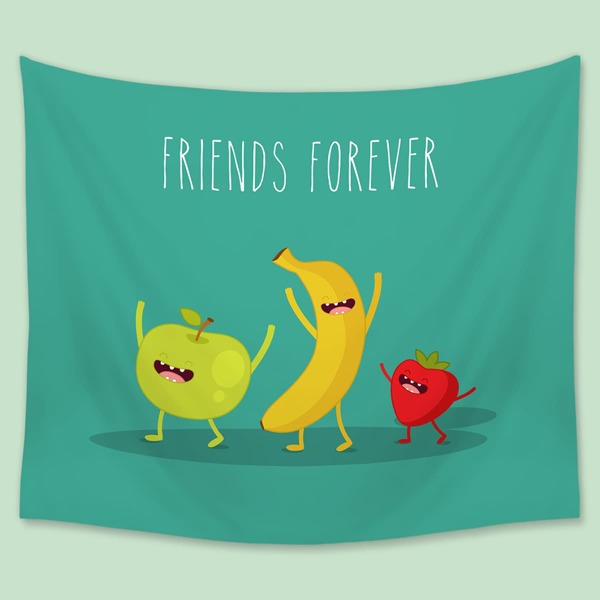 

Kids Cartoon Fruit Print Tapestry, Multicolor
