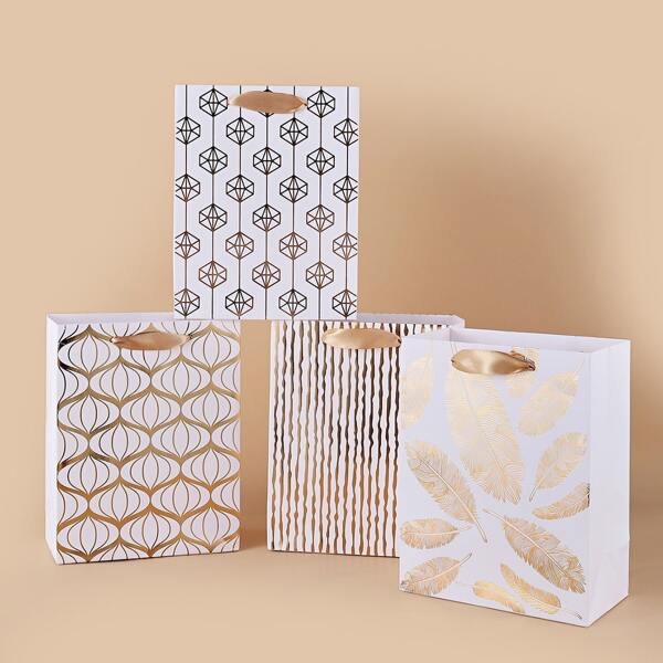 

4pcs Geometric Pattern Gift Bag, White