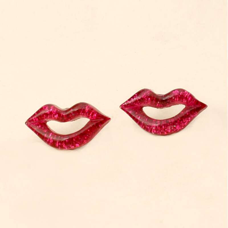 

1pair Mouth Design Earrings, Red