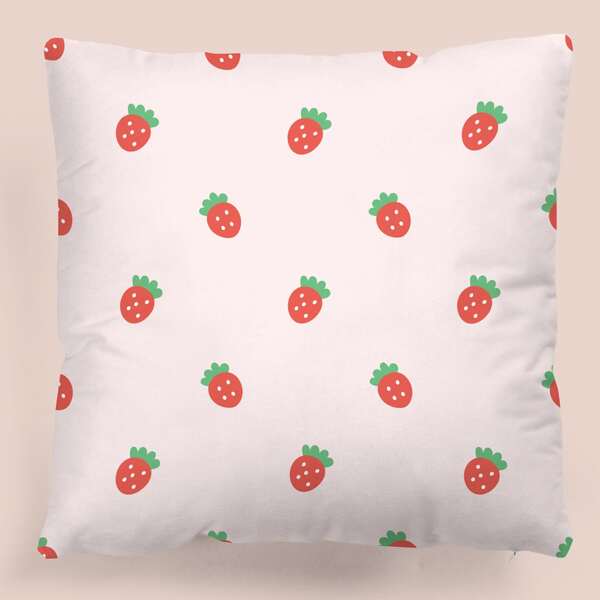 

Kids Strawberry Print Cushion Cover Without Filler, Multicolor
