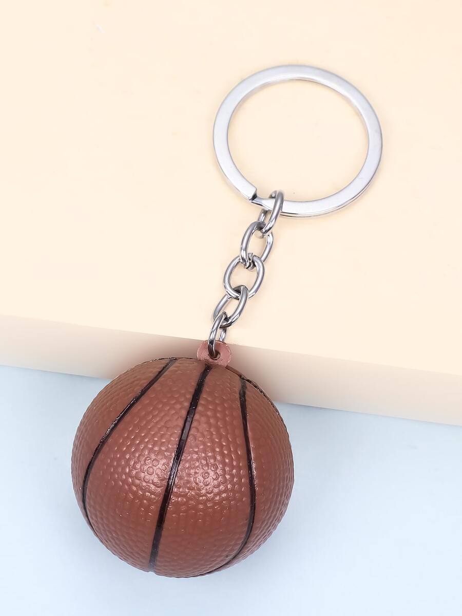 男士籃球吊墜鑰匙扣 - 棕色 - 查看 1