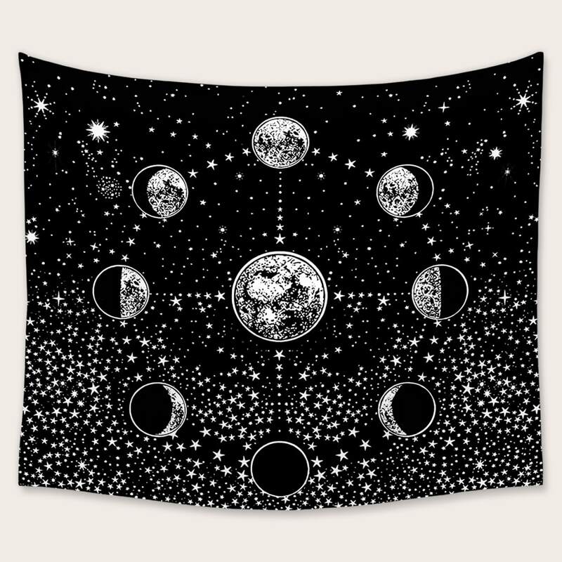 

Moon Print Tapestry, Black and white