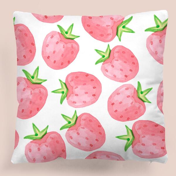 

Kids Strawberry Print Cushion Cover Without Filler, Multicolor