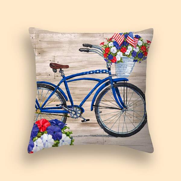 

Bicycle Print Cushion Cover Without Filler, Multicolor