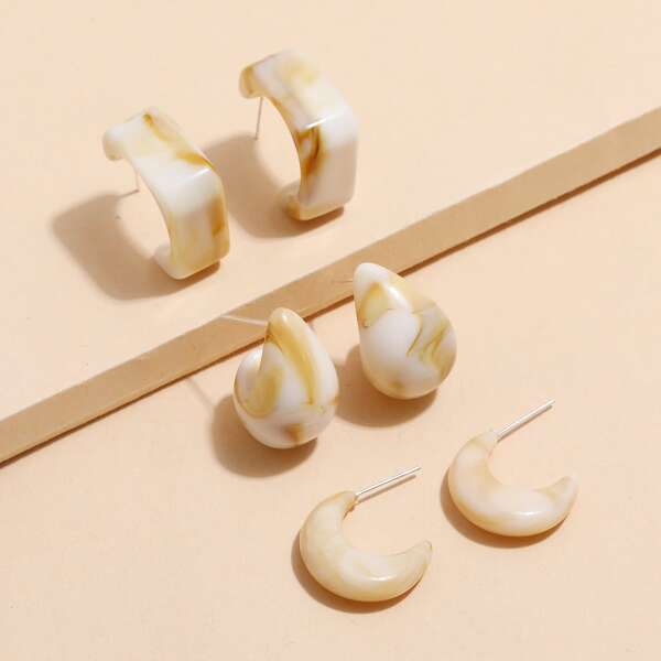 

3pairs Acrylic Earrings, White