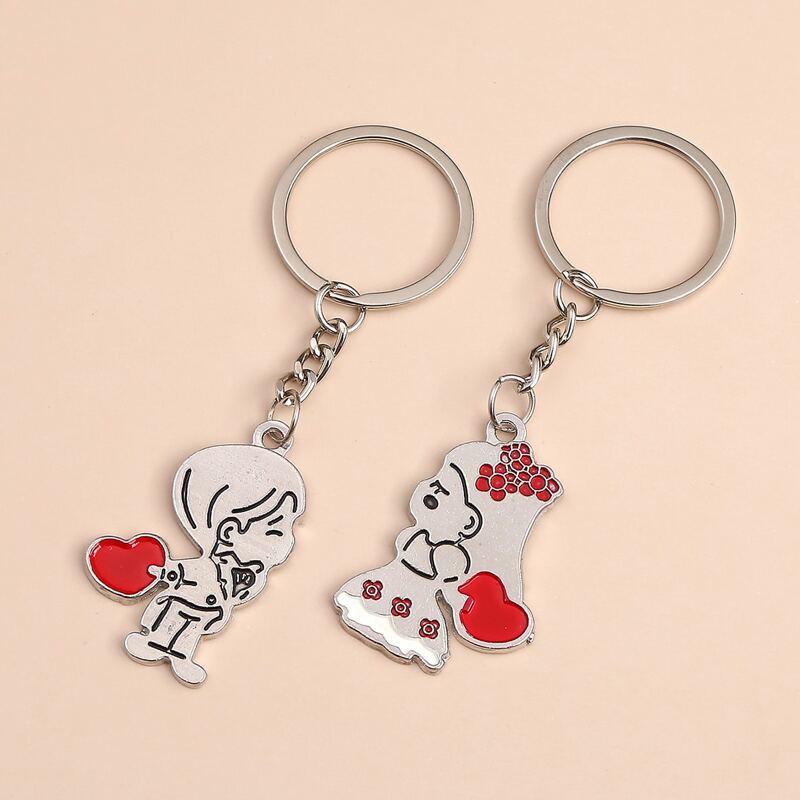 

2pcs Couple Keychain, Silver