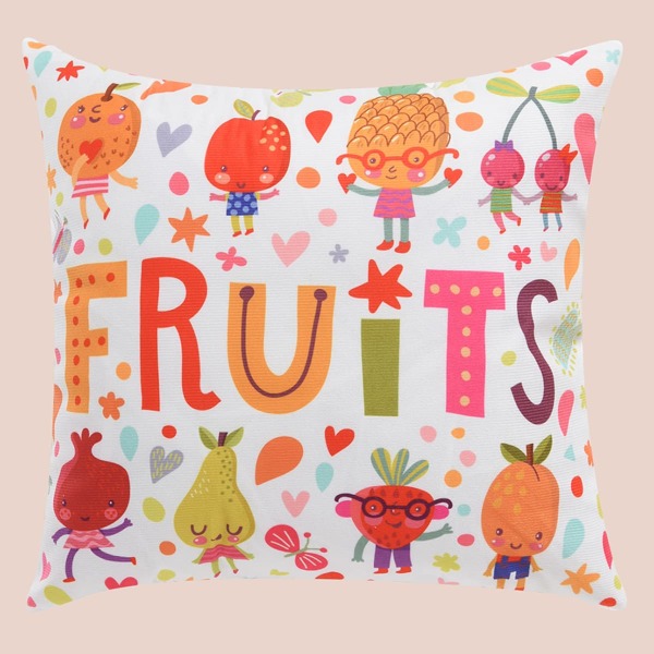 

Kids Fruit Print Cushion Cover Without Filler, Multicolor