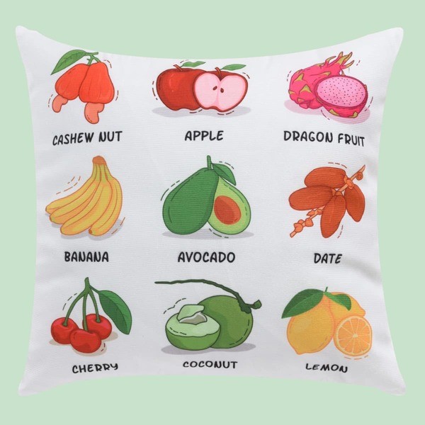 

Kids Fruit Print Cushion Cover Without Filler, Multicolor