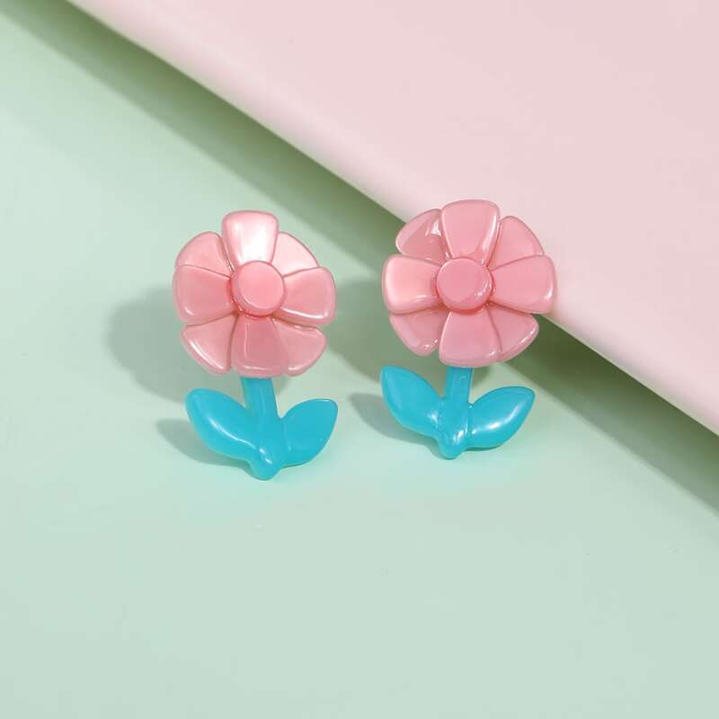 

Floral Decor Earrings, Pink