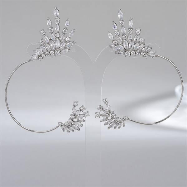 

1pair Zircon Decor Ear Wrap, Silver