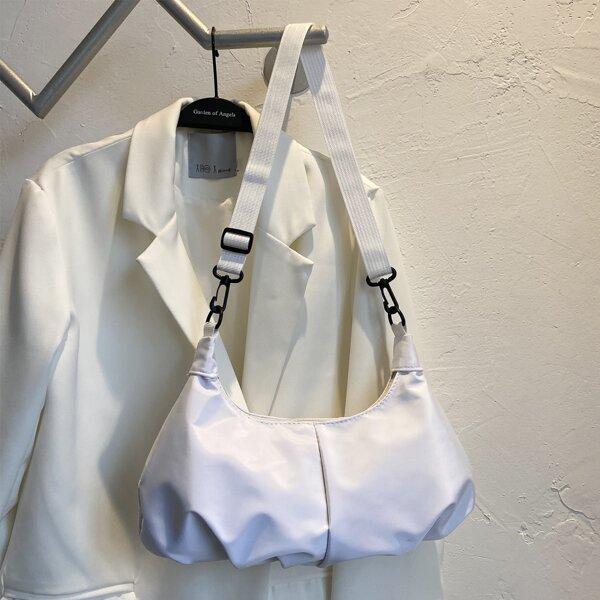 

Ruched Shoulder Bag, White