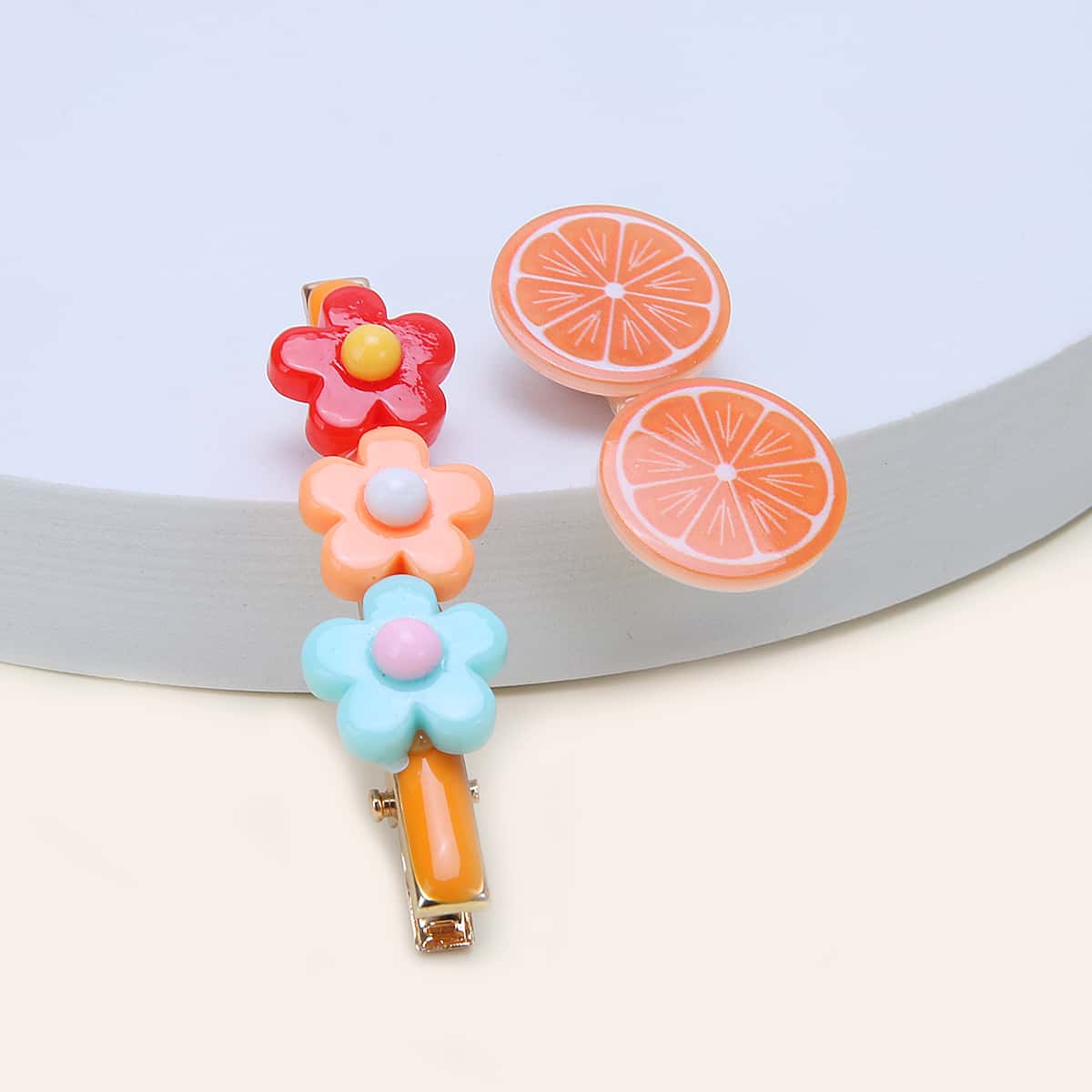 

2pcs Floral Hair Clip, Multicolor