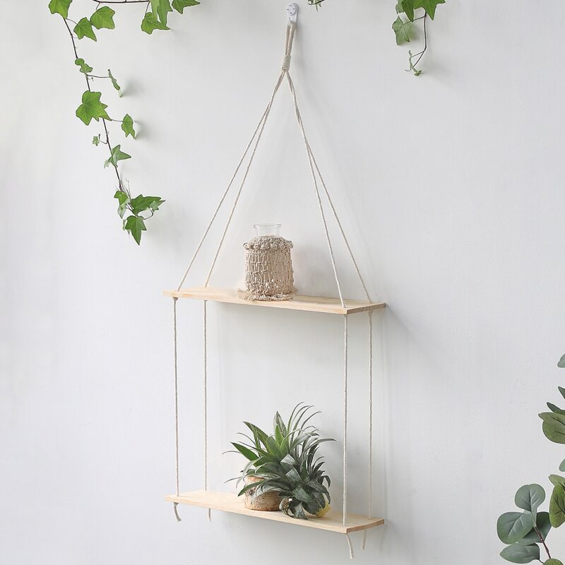 

1pc Double Layer Wooden Wall Hanging, Beige