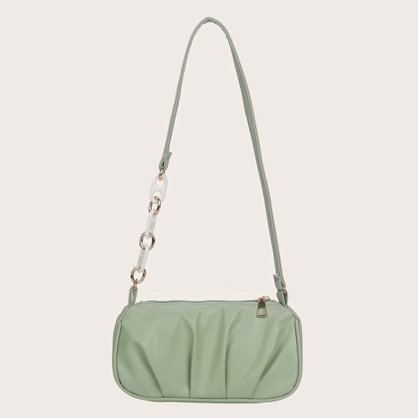 

Ruched Shoulder Bag, Mint green