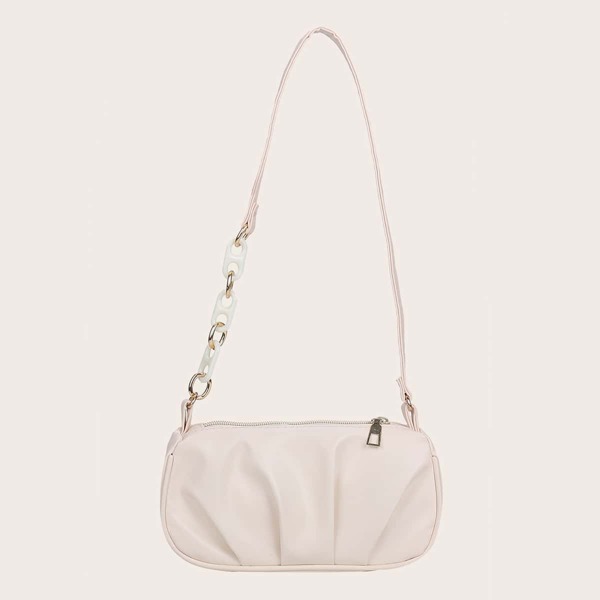 

Ruched Shoulder Bag, Beige