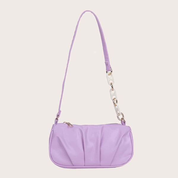 

Ruched Shoulder Bag, Purple