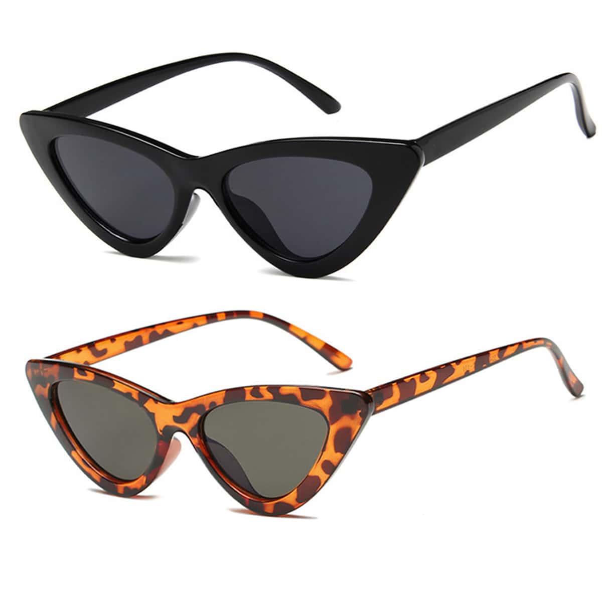 

2pcs Eye Cat Frame Sunglasses, Multicolor