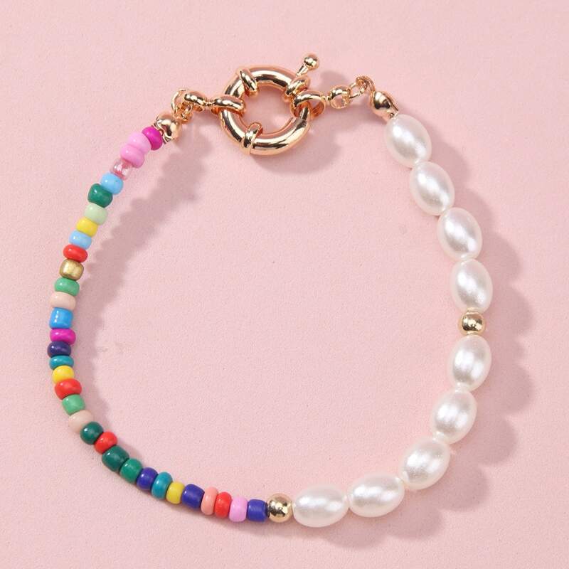 

Faux Pearl Beaded Bracelet, Multicolor