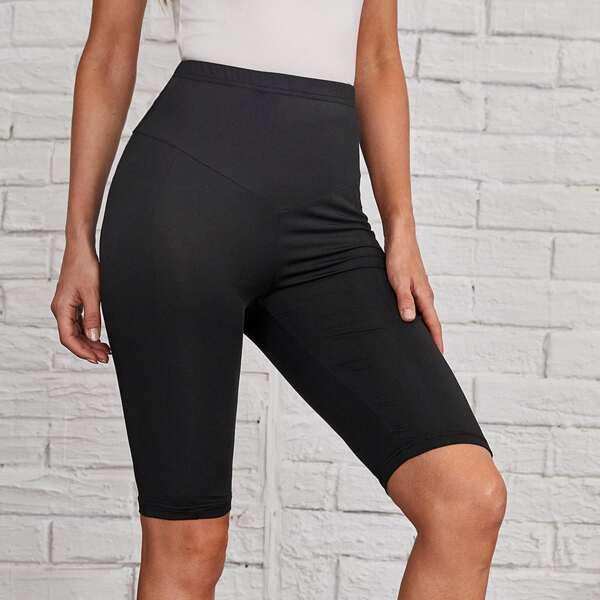 

Solid Biker Shorts, Black