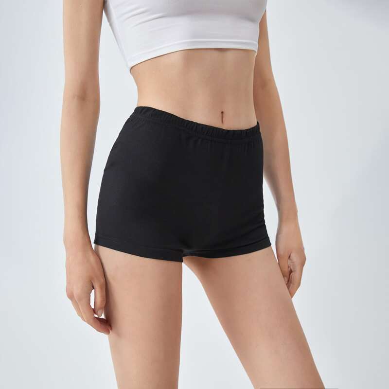 

Solid Elastic Waist Leggings, Black