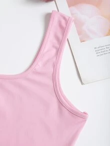 Crop Solid Tank Top - Pink - View 3