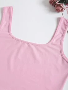 Crop Solid Tank Top - Pink - View 4