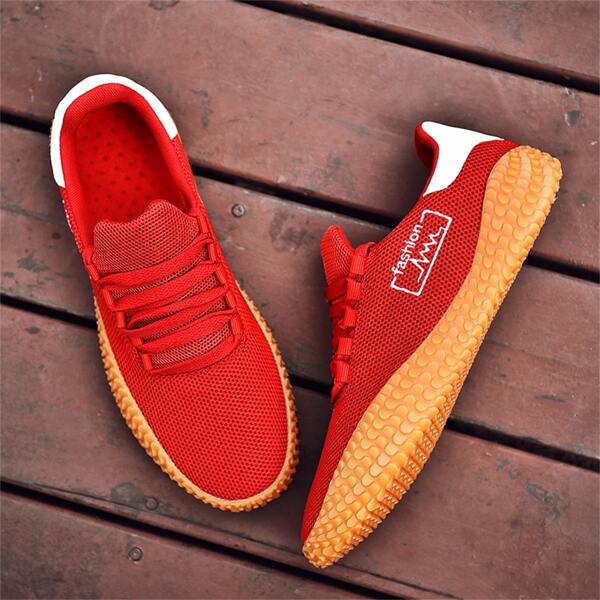 

Embroidery Decor Lace Up Front Sneakers, Red