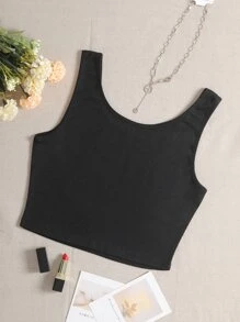 SHEIN EZwear Bezrękawniki Prążkowana Dzianina Równy Podstawy