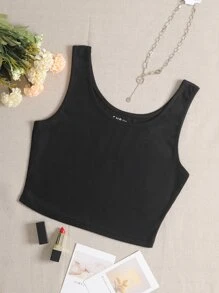 SHEIN EZwear Bezrękawniki Prążkowana Dzianina Równy Podstawy
