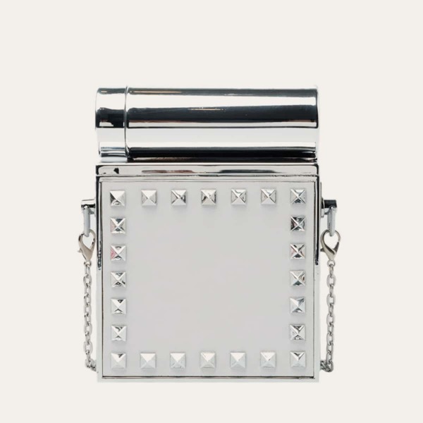 

Studded Decor Chain Crossbody Bag, White